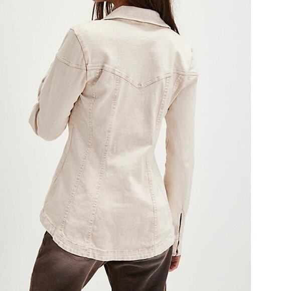 Free People Kenny Slim Women's Denim Light Purple Wash Stretch Top Size XS NEW - Picture 8 of 8